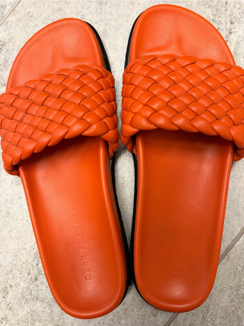 Dear Frances Woven Leather Slide Sandals